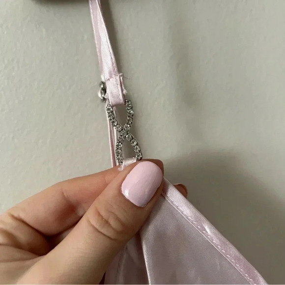 NWOT INBLOOM Hope Marabou-Trim Satin Chemise in pale pink XL - Picture 7 of 9